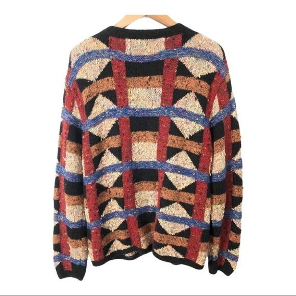 Peruvian Connection Geometric Button Up Cardigan Size Large - Picture 4 of 6